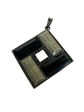 Lia Sophia Acrylic Pendant for Necklace Geometric Square Rhinestone 2"